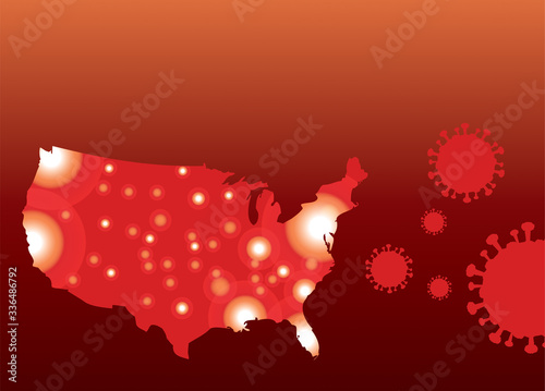 COVID-19 Coronavirus Map of United States Background Illustration