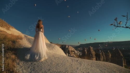 Beautiful bride in the mountains of Cappadocia