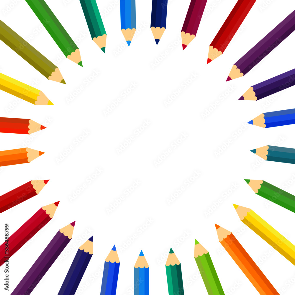 Fototapeta premium This is a vector background with colored pencils, colorful crayons.