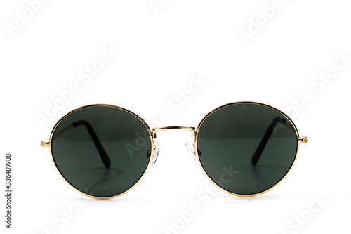Black round sunglasses isolated on white background - Image