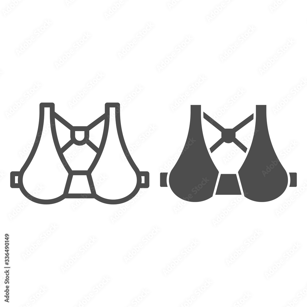 Maternity Nursing Bra line and solid icon. Lingerie outline style