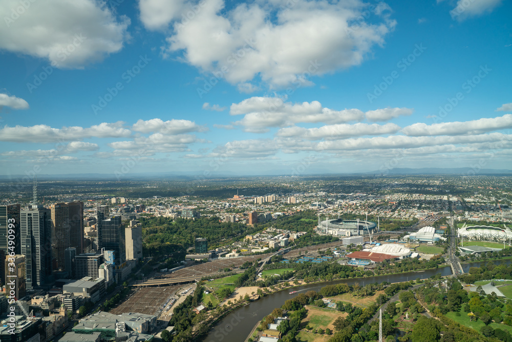 Aerial view Melbourne urban area.