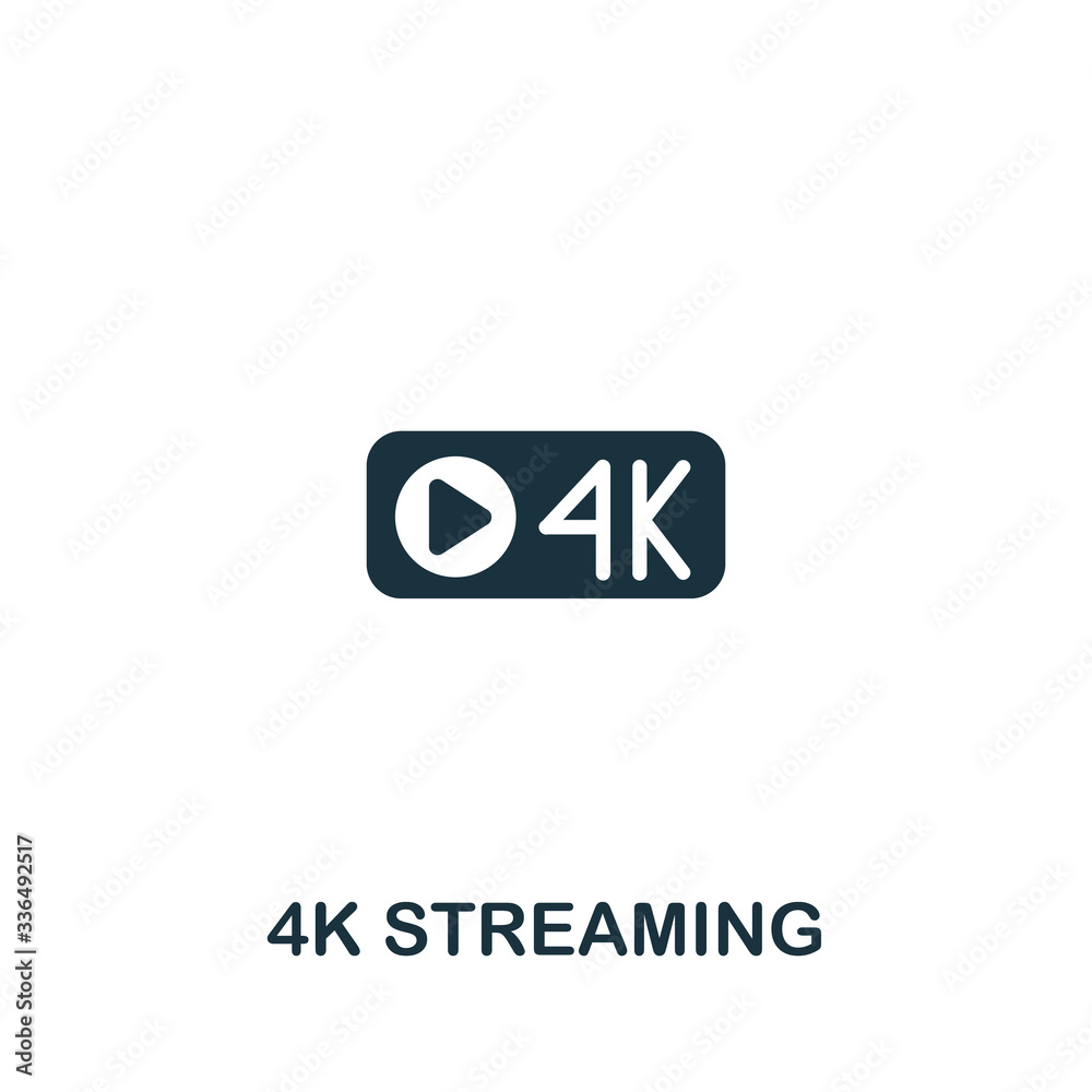 4K Streaming icon from streaming collection. Simple line 4K Streaming icon for templates, web design and infographics
