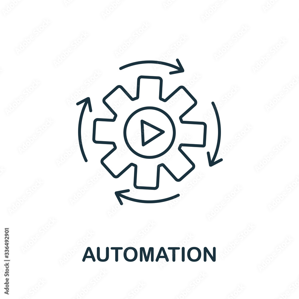 Automation icon. Line style symbol from productivity icon collection. Automation creative element for logo, infographic, ux and ui Automation icon. Line style symbol from productivity icon collection. Automation creative element for logo, infographic, ux and ui