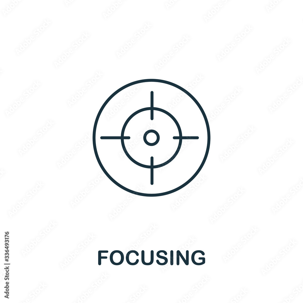 Focusing icon. Line style symbol from productivity icon collection. Focusing creative element for logo, infographic, ux and ui Focusing icon. Line style symbol from productivity icon collection. Focusing creative element for logo, infographic, ux and ui