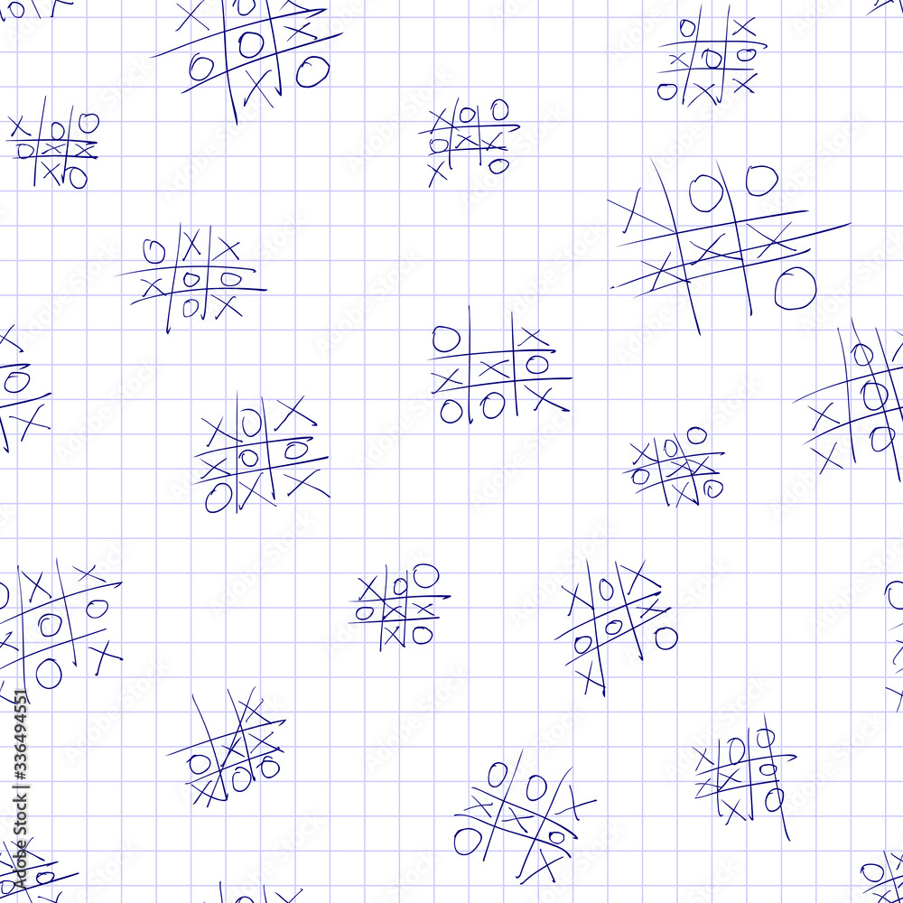 Seamless pattern of tic-tac-toe game