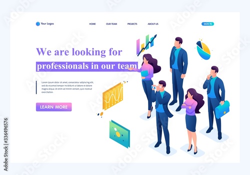 Isometric We are looking for professionals for our team, recruiting concept. Landing page concepts and web design