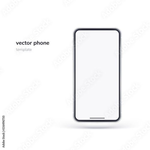 Vector phone isolated on white background. Realistic template. Mock up with empty screen for business presentations.