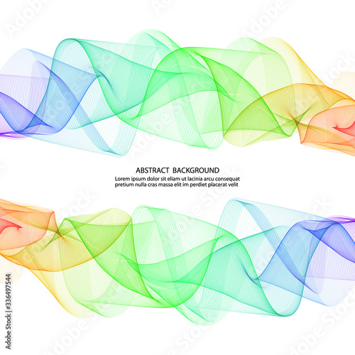 Abstract horizontal smoky rainbow waves vector design.