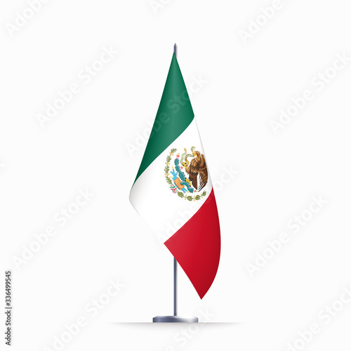 Mexico flag state symbol isolated on background national banner. Greeting card National Independence Day of the United Mexican States. Illustration banner with realistic state flag of UMS.