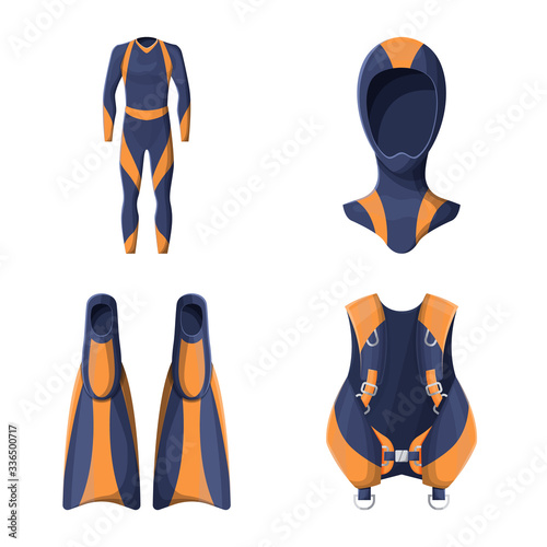 Isolated object of equipment and underwater icon. Collection of equipment and swim stock symbol for web.