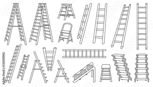 Stair vector outline set icon.Vector illustration staircase on white background .Isolated outline set icon stairway.