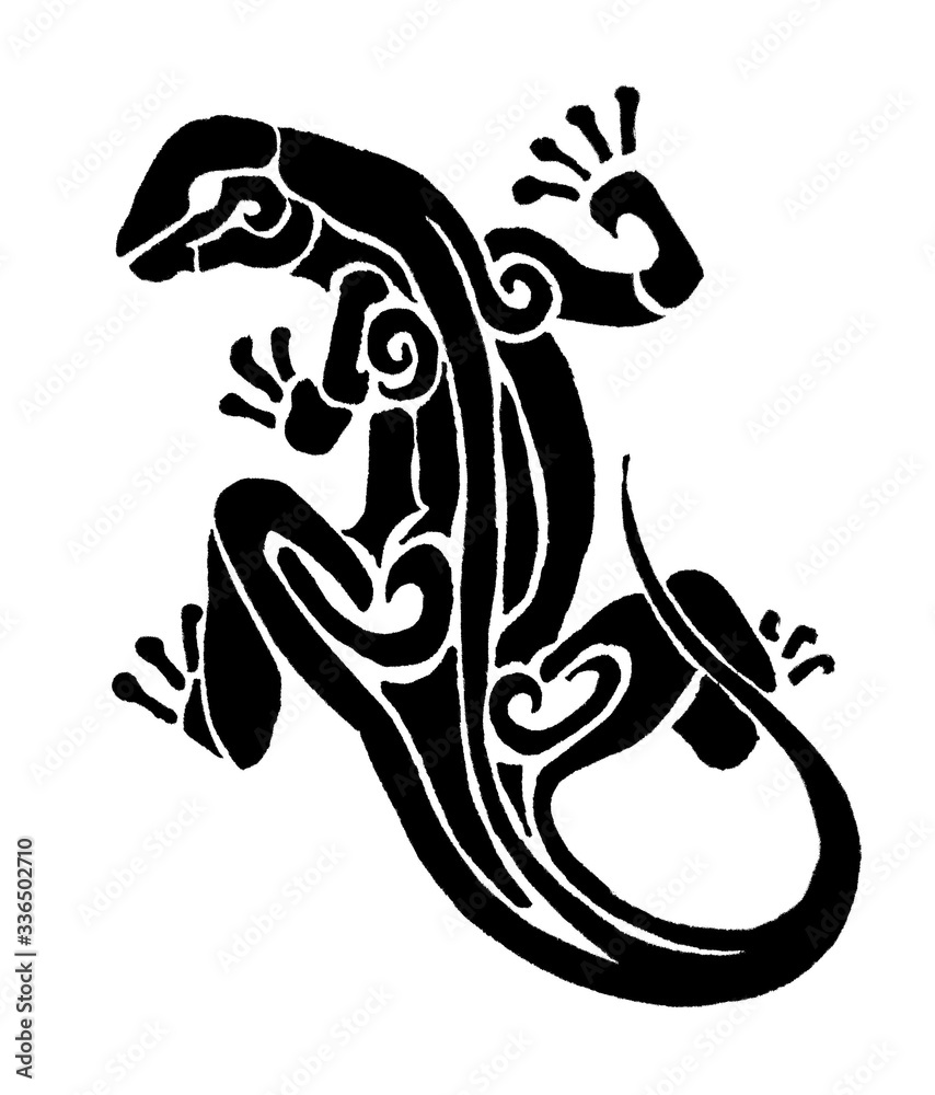 Little lizard in the graphic image. Tattoo sketch. Little lizard in the graphic image. Tattoo sketch.