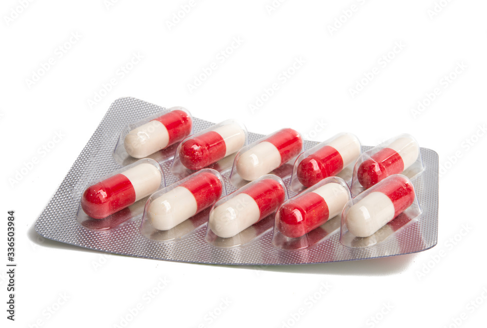red-white capsules isolated red-white capsules isolated