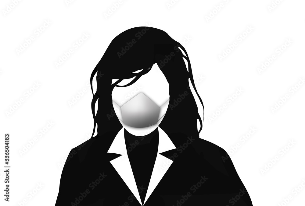 Mujer anónima con chaqueta y mascarilla tridimensional. Prevención. Salud. Ilustración.