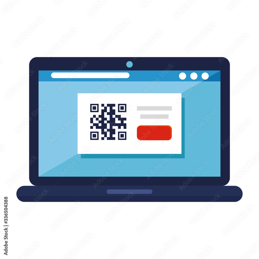 qr code inside laptop design of technology scan information business price communication barcode digital and data theme Vector illustration qr code inside laptop design of technology scan information business price communication barcode digital and data theme Vector illustration
