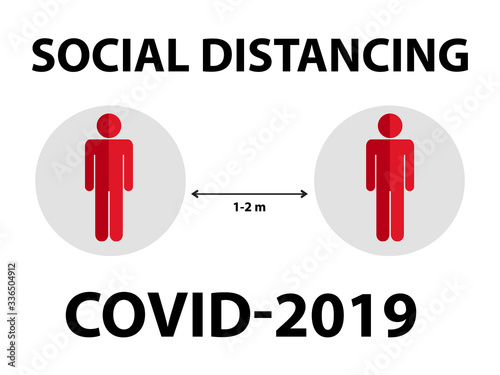 Social distancing,  Keep the 1-2 meter distance in public society people to protect from COVID-19 coronavirus outbreak spreading concept. Vector