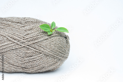 eco-friendly yarn, skein of yarn isolated on white background photo