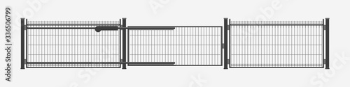 automatic metal gates on white