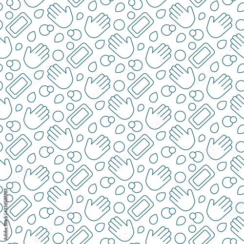 wash your hands soap bubble seamless pattern doodle vector. hand drawn illustration. Poster, sticker, badge