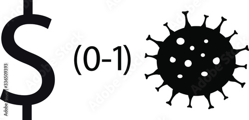 Coronavirus 2019-nCoV concept attacks the world economy. Dollar USA as a World economics symbol. Financial crisis off dollar fall 
which is due to coronavirus. Vector illustration.