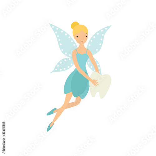Tooth fairy. Vector illustration isolated on white background.