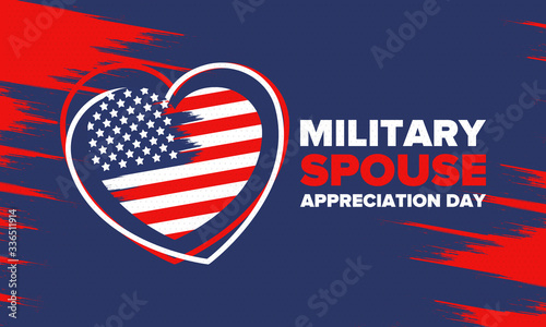 Military Spouse Appreciation Day. Celebrated in the United States. National Day recognition of the contribution, support and sacrifice of the spouses of the Armed Forces. Poster, card, banner. Vector