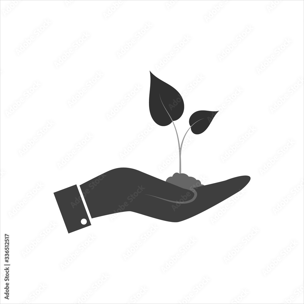 Human hand with a plant on a white background vector Human hand with a plant on a white background vector