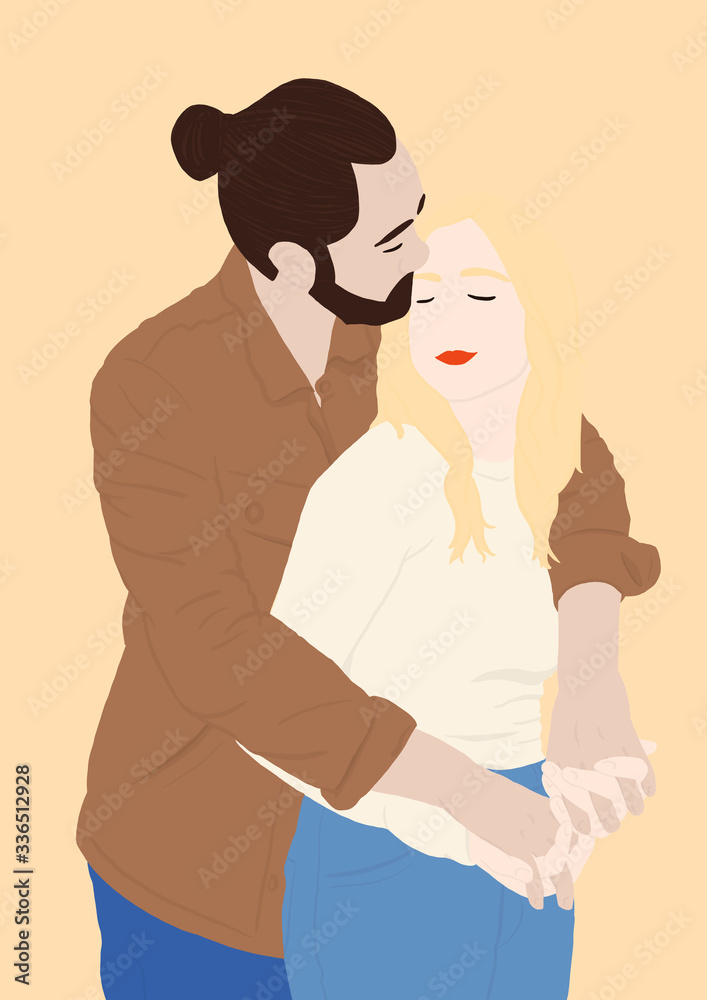 Obraz premium Illustration of happy couple during their engagement 