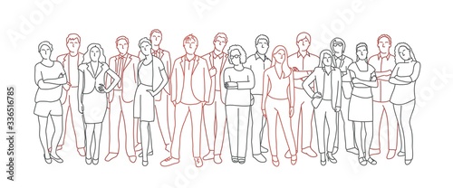 Group of people. Concept of infection. Line drawing vector illustration.