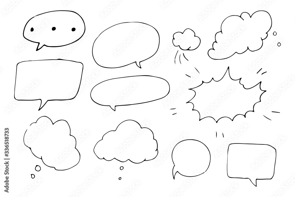 Fototapeta premium Vector Collection of Hand Drawn Doodle Style Speech Bubbles EPS