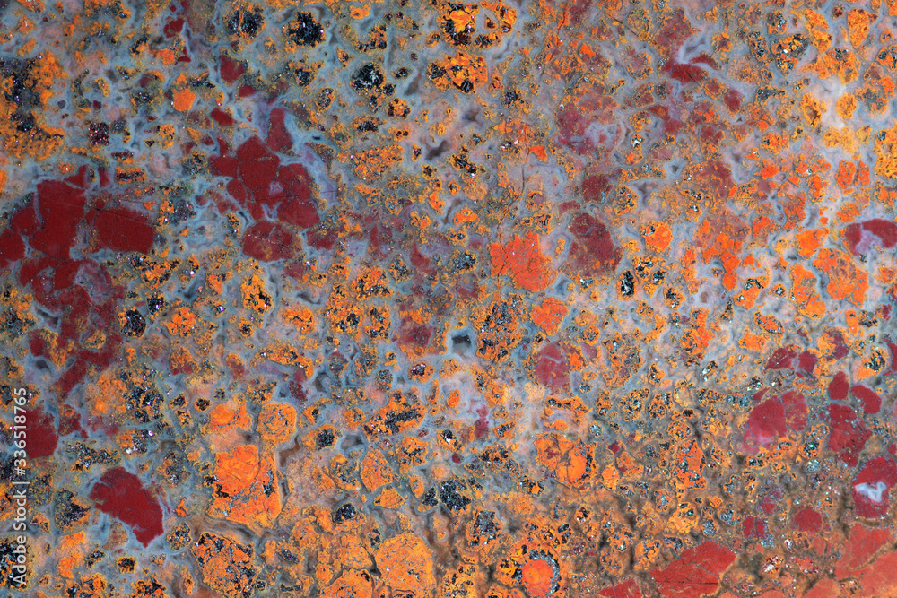 Detailed texture of brecciated red jasper with blue chalcedony Detailed texture of brecciated red jasper with blue chalcedony