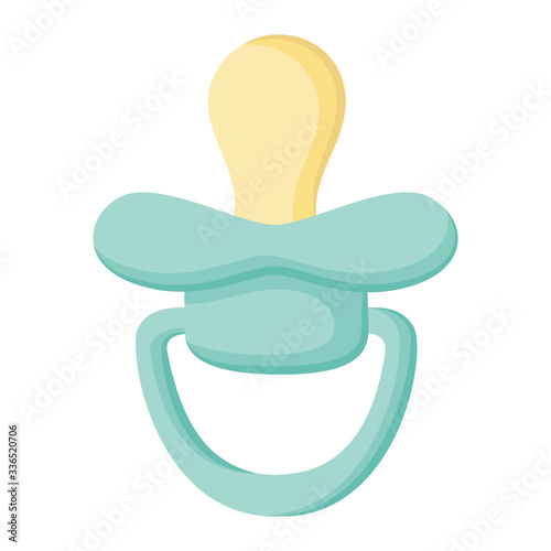 Cute baby pacifier isolated on white background. Cartoon thing for the newborn. Vector illustration. Great for children's design: greeting cards, postcards, stickers, banners, posters.