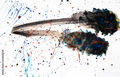conceptual drawing - stains and splashes of black, blue and red colors
