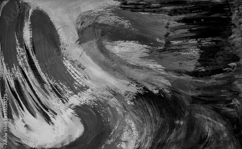 strokes of paint on paper in black and white,  abstraction