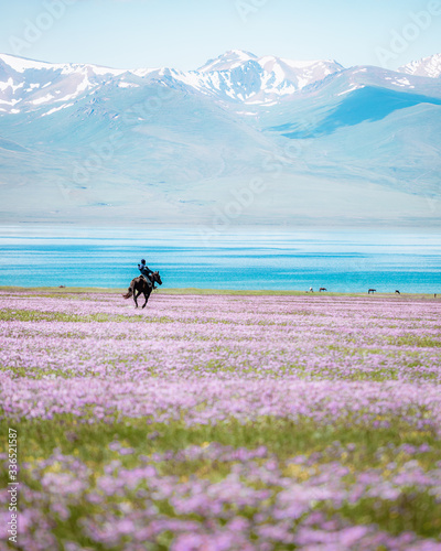 Morning rides in the mountains of Kyrgyzstan photo