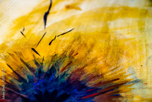 background - watercolor on paper, yellow stains and black hole
