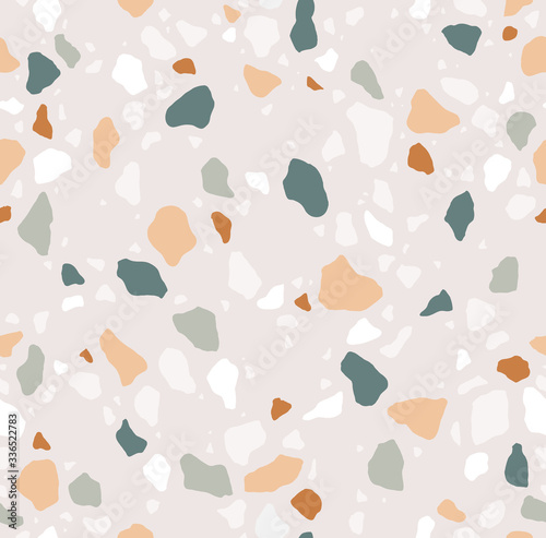 Terrazzo seamless pattern. Modern colorful tile texture. Vector abstract background.