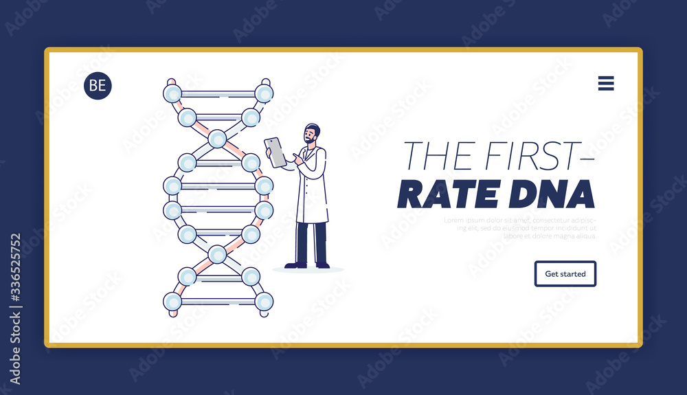 Genetic Engineering Concept, Scientific Research. Website Landing Page. Professional Scientist Researching Of Molecule DNA Structure. Web Page. Cartoon Linear Outline Flat Style Vector Illustration Genetic Engineering Concept, Scientific Research. Website Landing Page. Professional Scientist Researching Of Molecule DNA Structure. Web Page. Cartoon Linear Outline Flat Style Vector Illustration