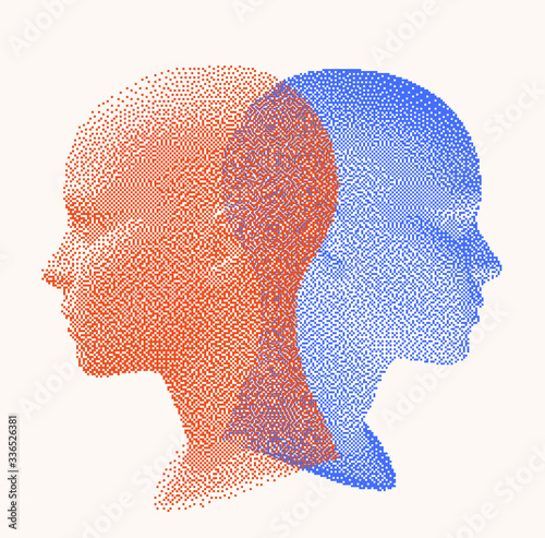 Concept illustration for Mental Health subject: psychological and psychiatric diseases, depression, bipolar and other Personality disorders.
