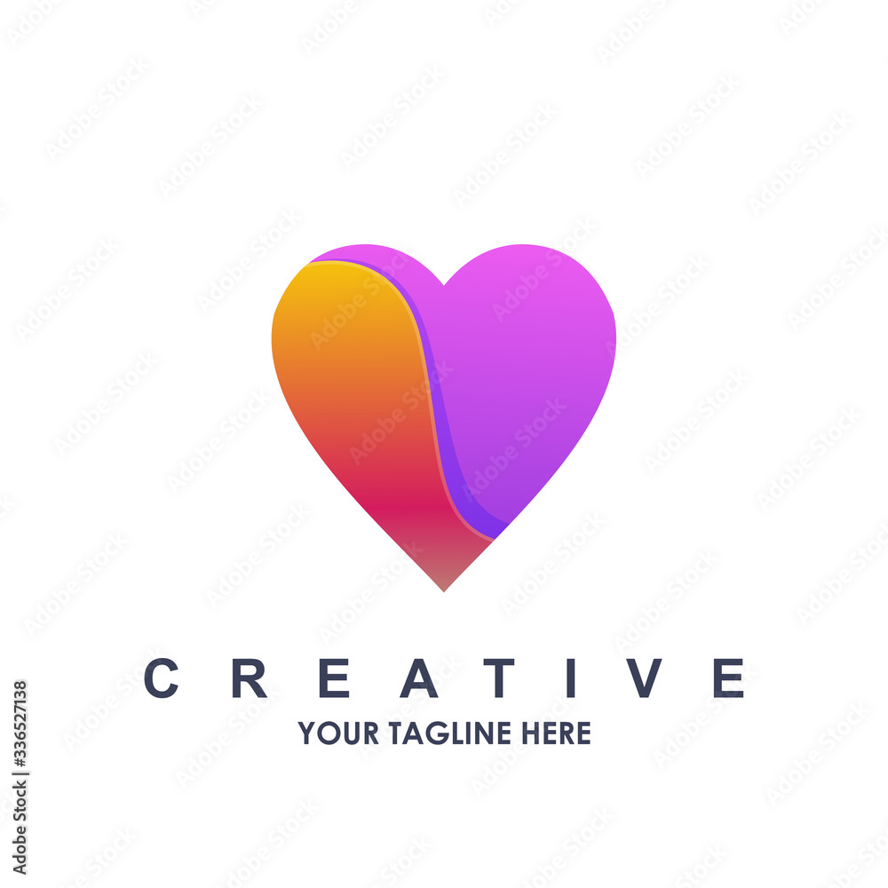 awesome love logo gradient design template