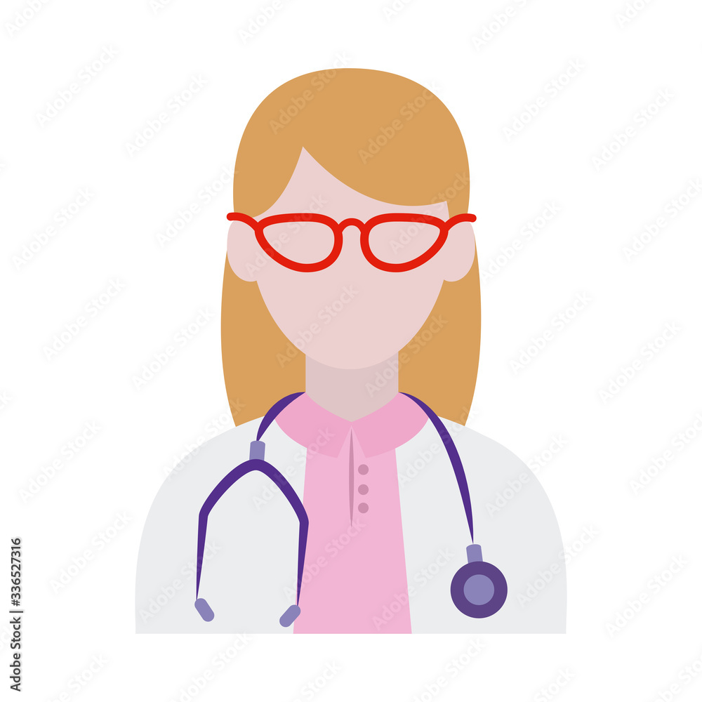 Fototapeta premium online doctor, physician with and stethoscope consultant medical protection covid 19, flat style icon