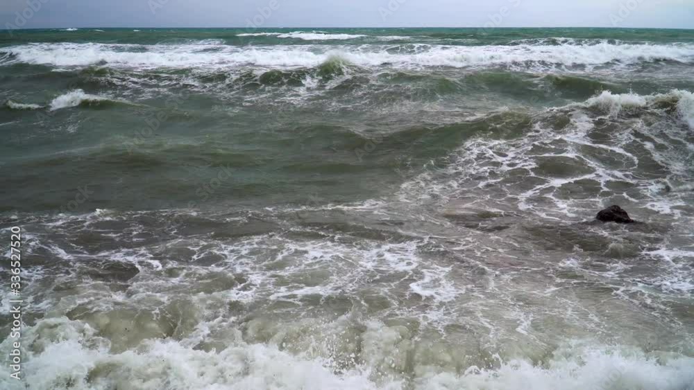 Wavy spring day in the Mediterranean. Storm and waves. Wavy spring day in the Mediterranean. Storm and waves.