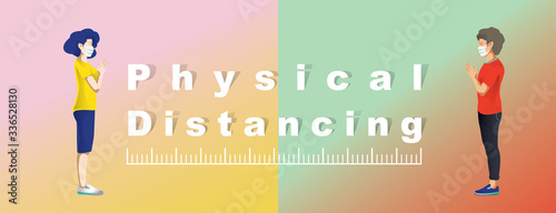 Social distancing, people keep distance and avoid physical contact, handshake or hand touch to protect from COVID-19 coronavirus spreading concept, people are using the Indian greeting of namaste