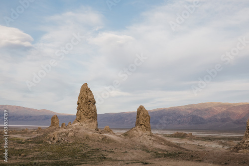 cloudy sky above Trona Pinnacles California at sunset  photo