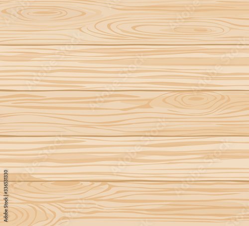Wood texture vector pattern for background, wallpaper, surface decoration. Light-brown smooth horizontal planks, boards from natural material with visible tree rings and darker lines between elements.