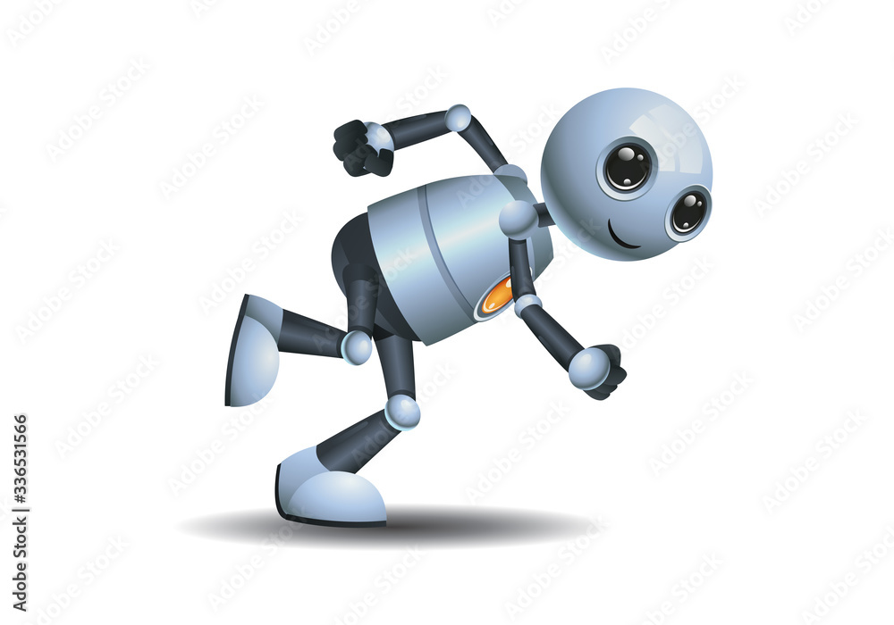 3d illustration of little robot runner posing run fast 3d illustration of little robot runner posing run fast