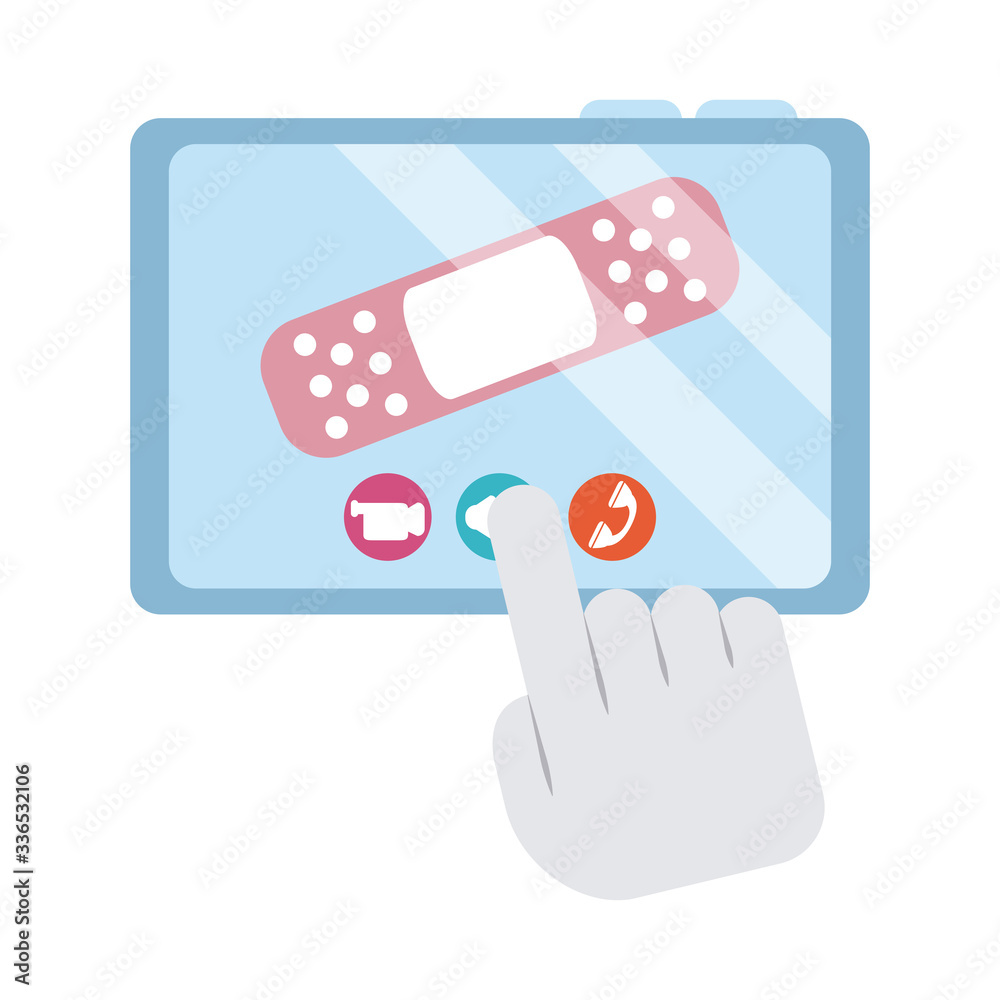online doctor, tablet computer treatment consultant app medical, flat style icon online doctor, tablet computer treatment consultant app medical, flat style icon