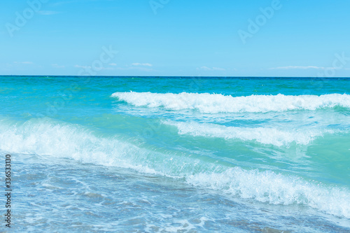 Blue water surface with wave.