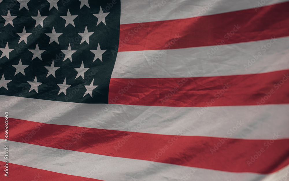 Fototapeta premium United States of America flag. Image of the american flag flying in the wind.